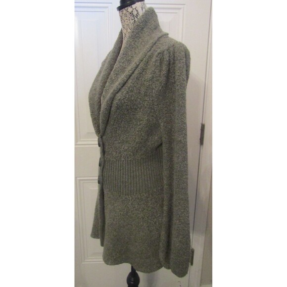 Moda International Cardigan Gray Wool Blend Button Front Sweater Size L - Picture 5 of 9